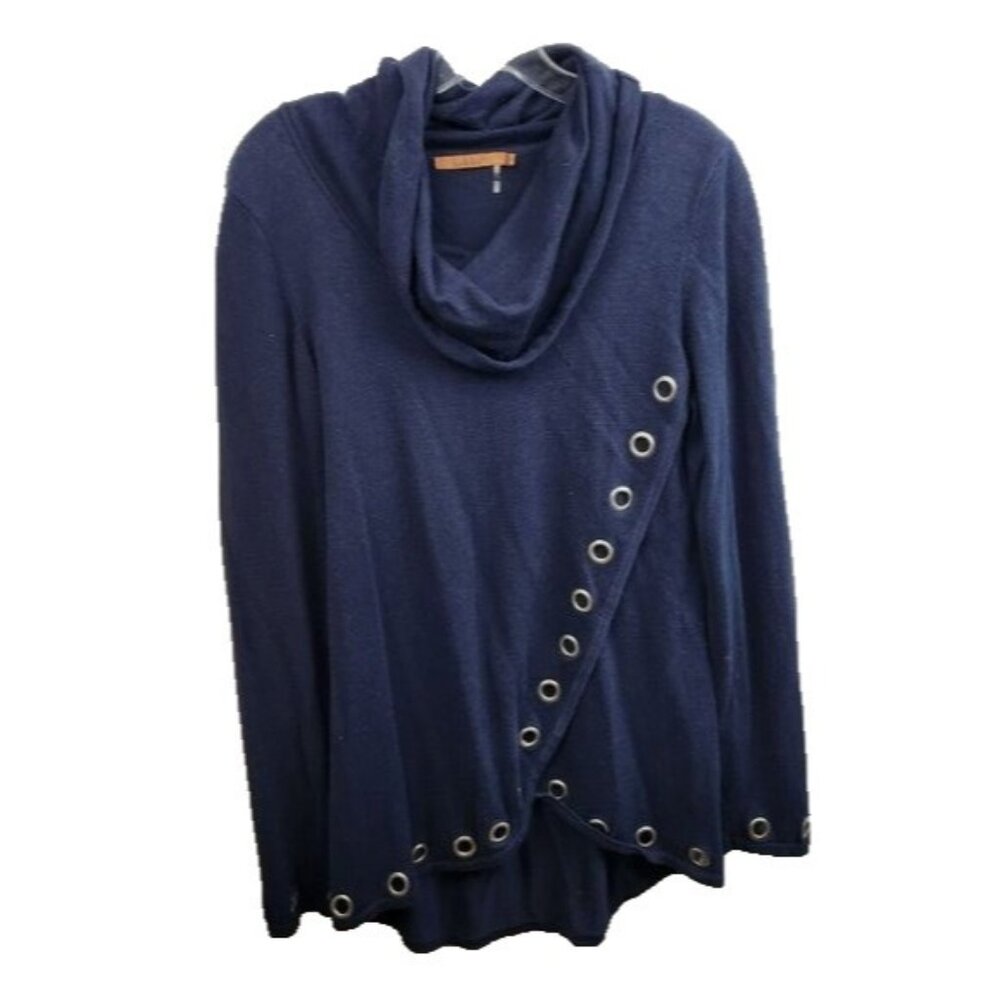 Belldini Navy Cowl Neck Sweater with Grommet Detail